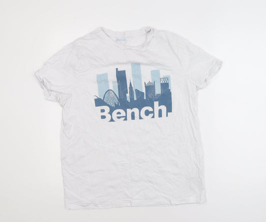 Bench Men’s White Graphic City Print Cotton T-Shirt Size L