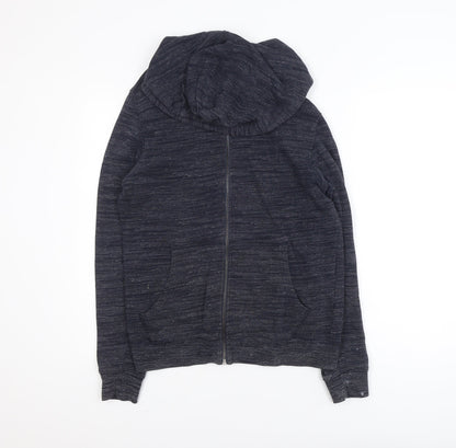Zara Men Blue M Hooded Cotton Full Zip Casual Jacket