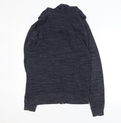 Zara Men Blue M Hooded Cotton Full Zip Casual Jacket
