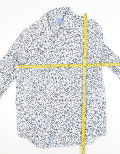 Tresanti Women Blue Floral Cotton Long Sleeve Button-Up Shirt Size 16