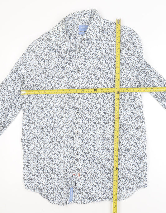 Tresanti Women Blue Floral Cotton Long Sleeve Button-Up Shirt Size 16