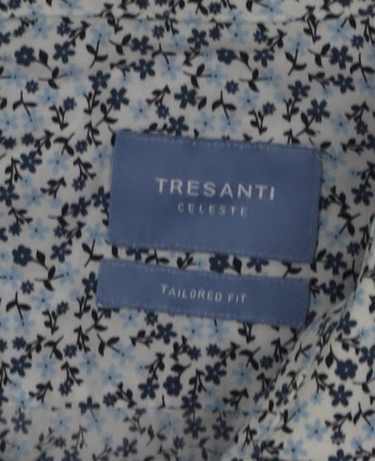 Tresanti Women Blue Floral Cotton Long Sleeve Button-Up Shirt Size 16