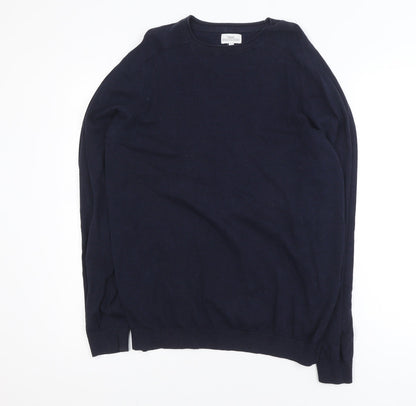 Next Men's Blue Cotton Blend Crew Neck Jumper Size M