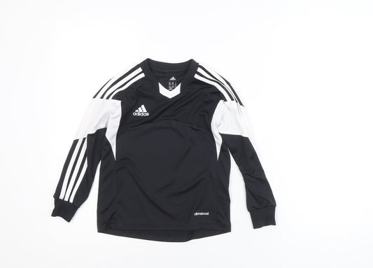 Adidas Boys Black White Climacool Long Sleeve Sports T-Shirt 2XS