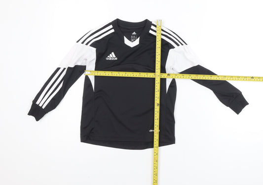 Adidas Boys Black White Climacool Long Sleeve Sports T-Shirt 2XS