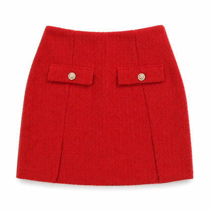 Dunnes Women Red Tweed Short Skirt Size 10 High Waist