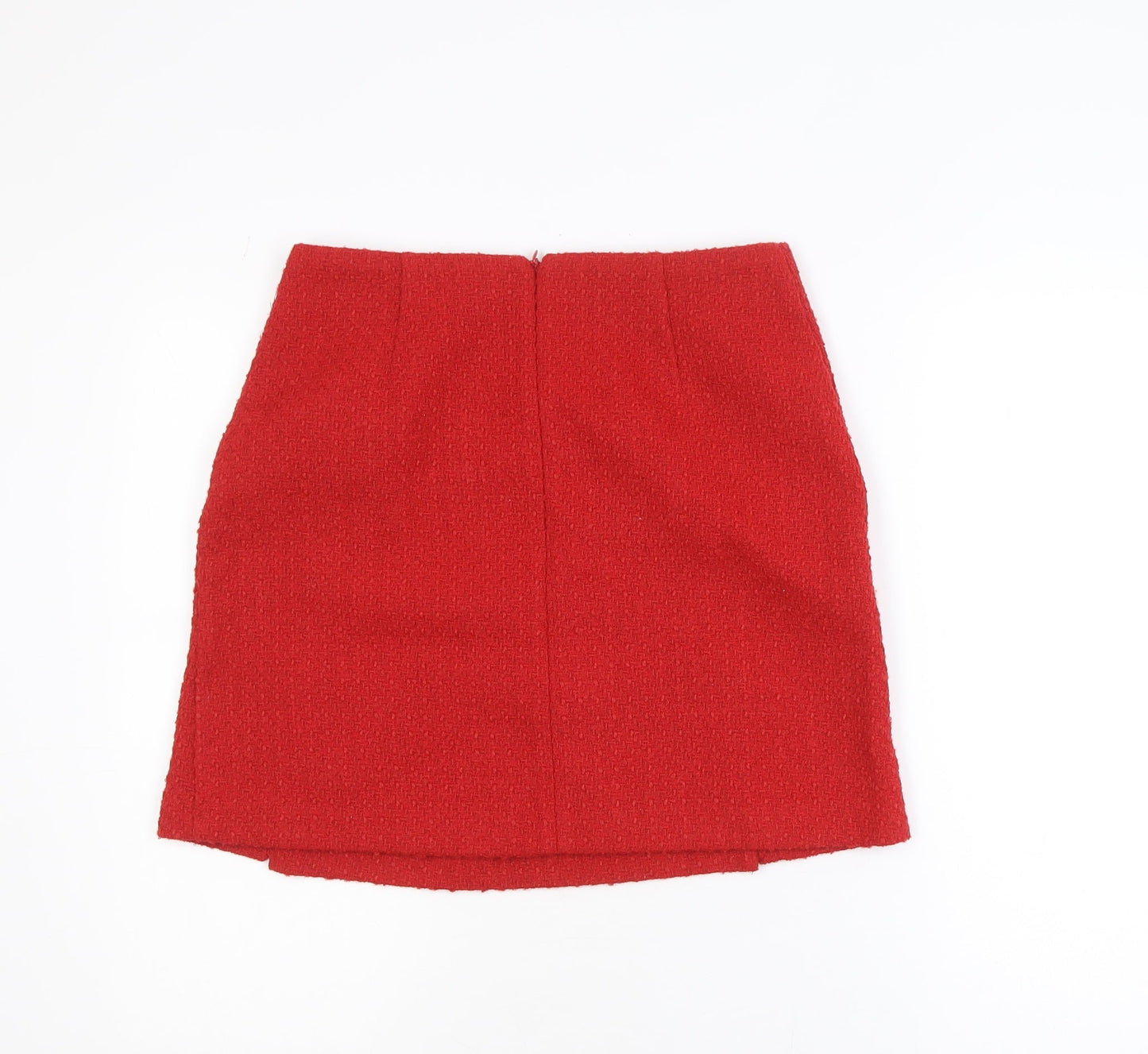 Dunnes Women Red Tweed Short Skirt Size 10 High Waist