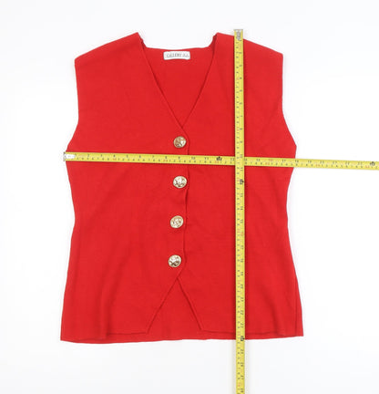 Gallery Women’s Red Sleeveless Button-Up Knit Top Size M