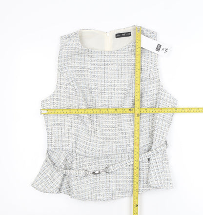 F&F Women’s Multicoloured Tweed Peplum Blouse UK 14 Sleeveless Classic