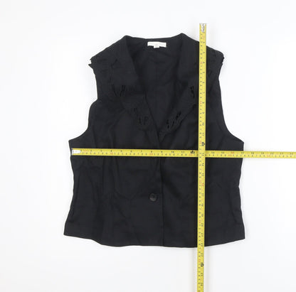 H&M Women’s Black Linen Sleeveless Collared Blouse Size 14