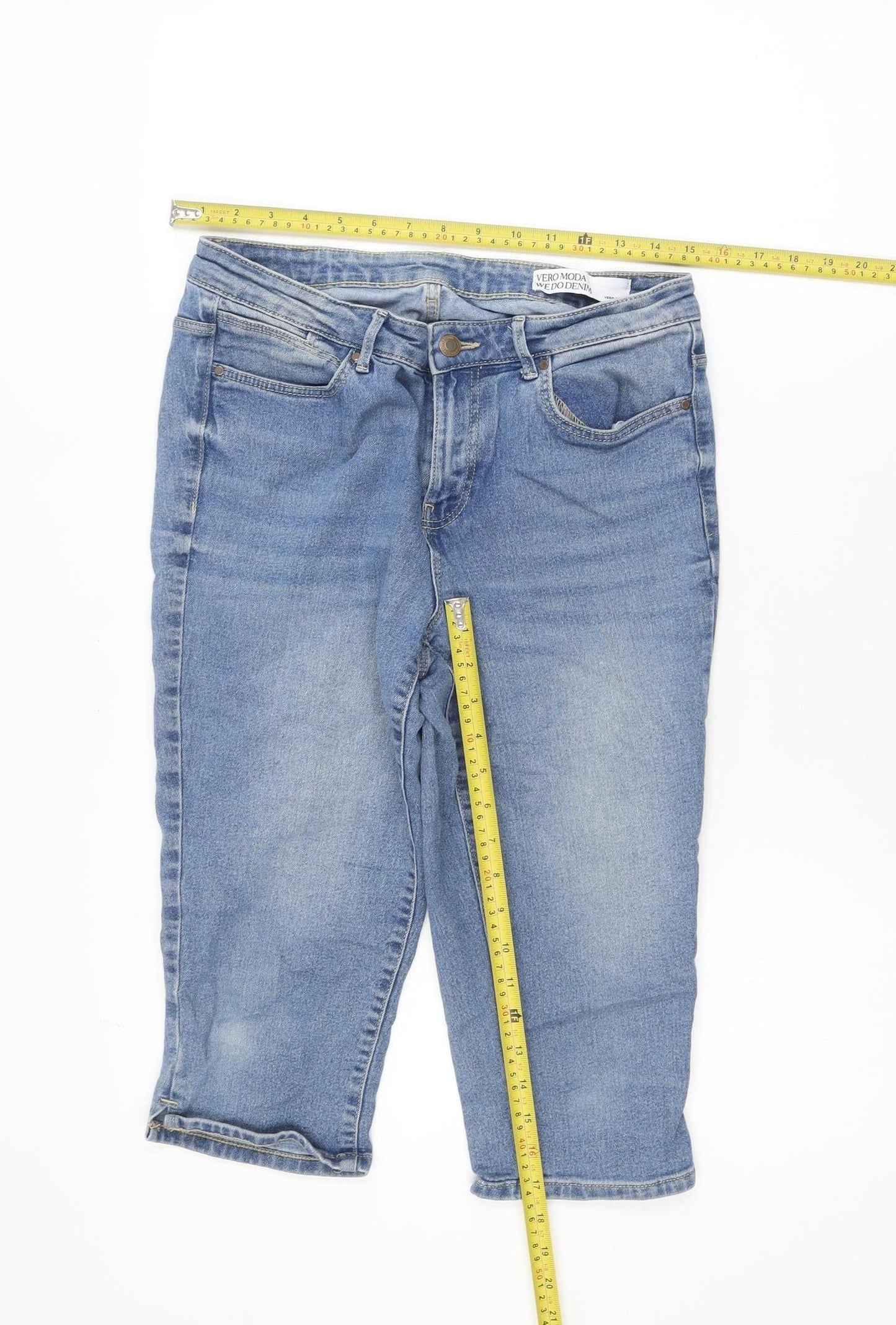 Vero Moda Women's Blue Cropped Denim Jeans Size 12 Regular Fit
