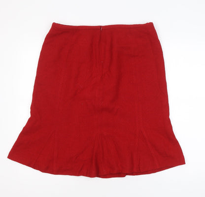 Talbots Women Red Wool Knee Length Pencil Skirt Size 16