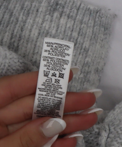 Dunnes Stores Women Grey Cable-Knit Roll Neck Sleeveless Jumper Size 14
