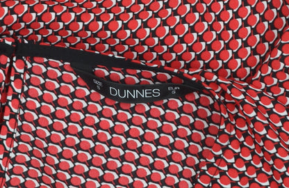 Dunnes Women Red Geometric Tunic Blouse Size S Long Sleeve