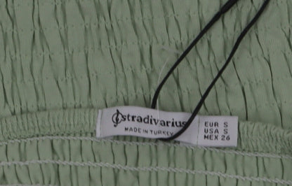 Stradivarius Women Green Ruffle Strap Camisole Tank Top Size 8