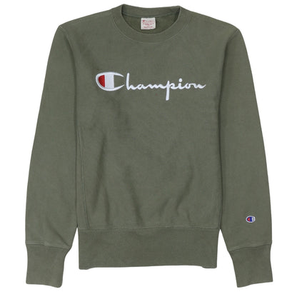 Champion Men's Green Reverse Weave Sweatshirt Medium Crew Neck