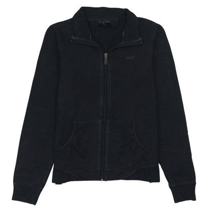 Fila Women Black Size 12 Track Jacket Full Zip Cotton Blend