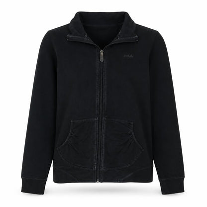Fila Women Black Size 12 Track Jacket Full Zip Cotton Blend