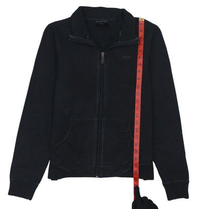 Fila Women Black Size 12 Track Jacket Full Zip Cotton Blend