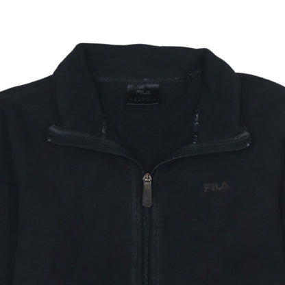 Fila Women Black Size 12 Track Jacket Full Zip Cotton Blend