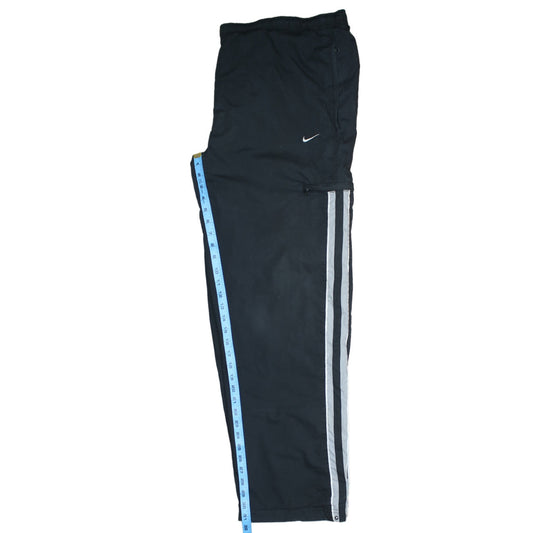 Nike Men's Black L Track Pants with Side Stripe and Zip Pockets