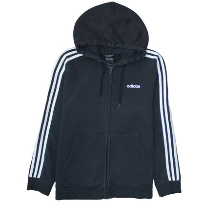 Adidas Women’s Black XL Full Zip Hoodie Sweatshirt with Stripes