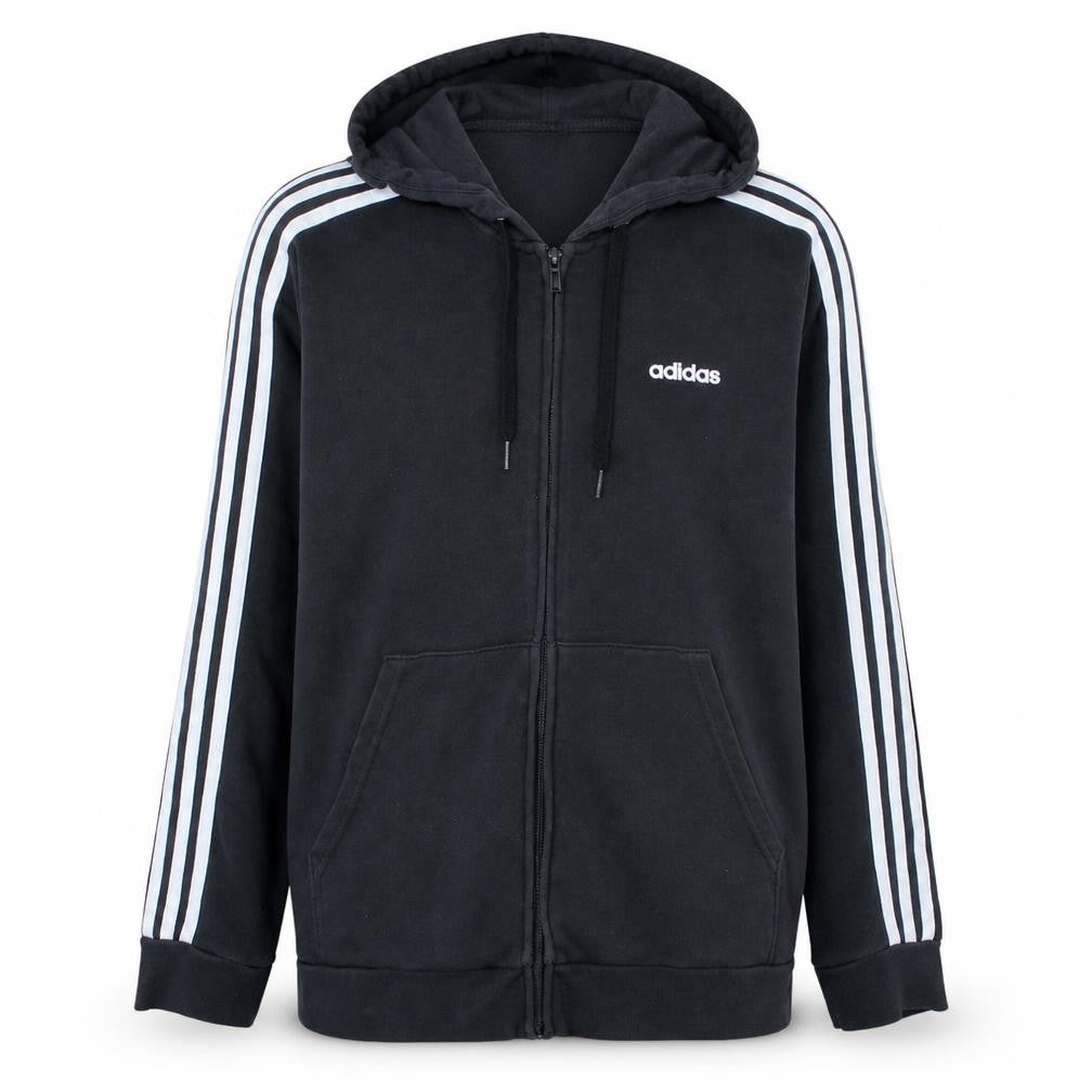 Adidas Women’s Black XL Full Zip Hoodie Sweatshirt with Stripes