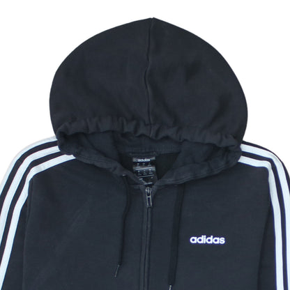 Adidas Women’s Black XL Full Zip Hoodie Sweatshirt with Stripes