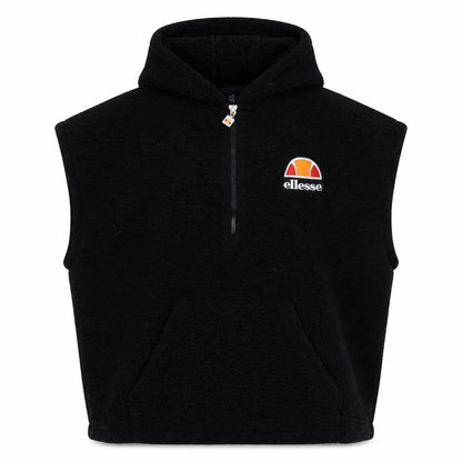 Ellesse Womens Black UK 10 Sleeveless 1/2 Zip Hooded Pullover Sweatshirt