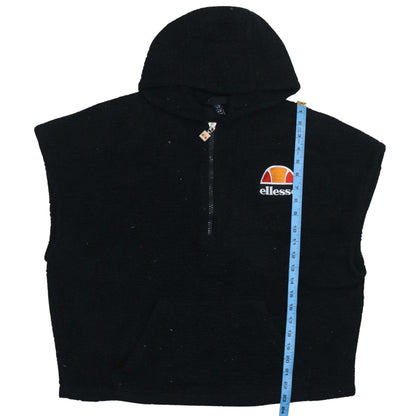 Ellesse Womens Black UK 10 Sleeveless 1/2 Zip Hooded Pullover Sweatshirt