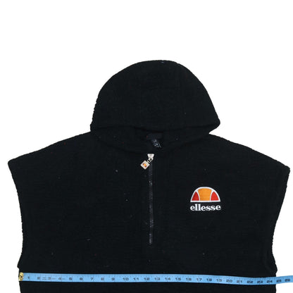 Ellesse Womens Black UK 10 Sleeveless 1/2 Zip Hooded Pullover Sweatshirt