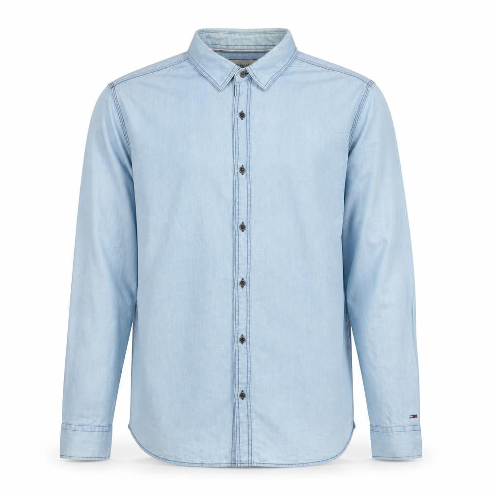 Tommy Hilfiger Men's Blue Denim Long Sleeve Button-Up Shirt L