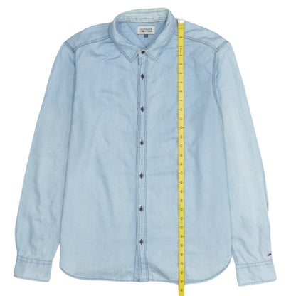 Tommy Hilfiger Men's Blue Denim Long Sleeve Button-Up Shirt L