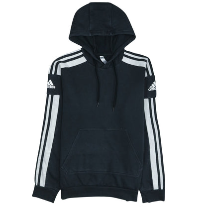 Adidas Men Black Pullover Hoodie Small Fleece Sports Logo Striped