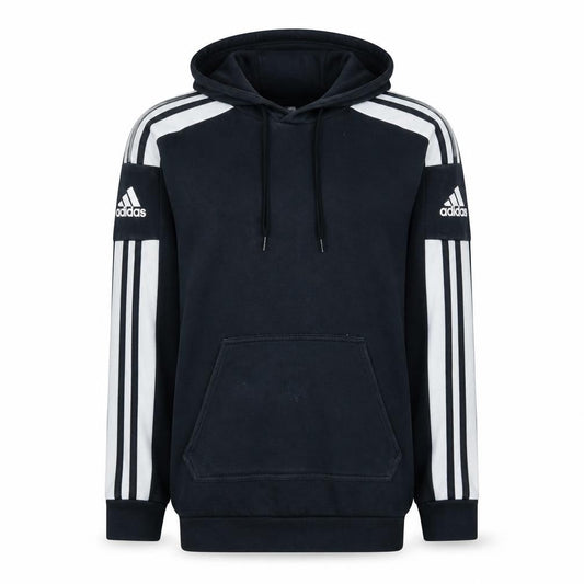 Adidas Men Black Pullover Hoodie Small Fleece Sports Logo Striped