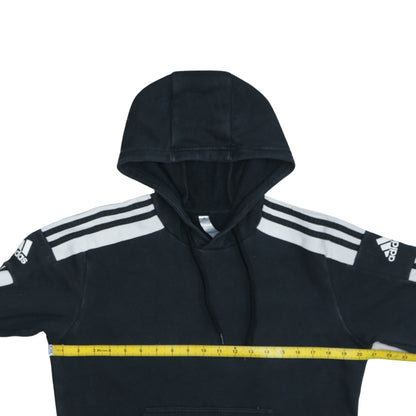 Adidas Men Black Pullover Hoodie Small Fleece Sports Logo Striped