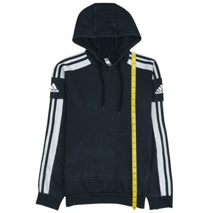 Adidas Men Black Pullover Hoodie Small Fleece Sports Logo Striped