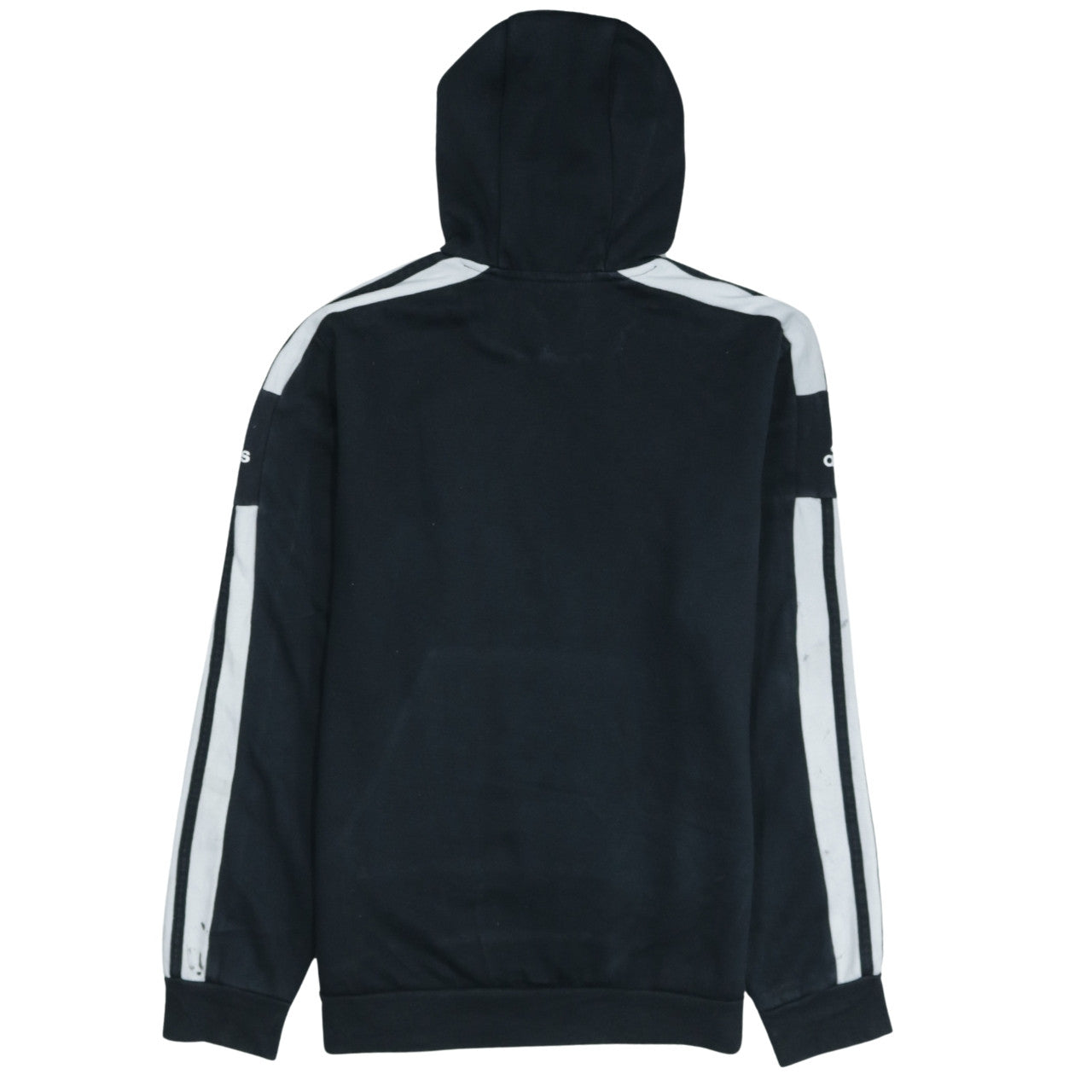 Adidas Men Black Pullover Hoodie Small Fleece Sports Logo Striped