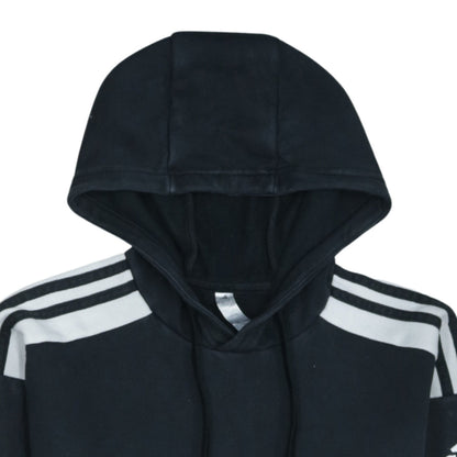 Adidas Men Black Pullover Hoodie Small Fleece Sports Logo Striped