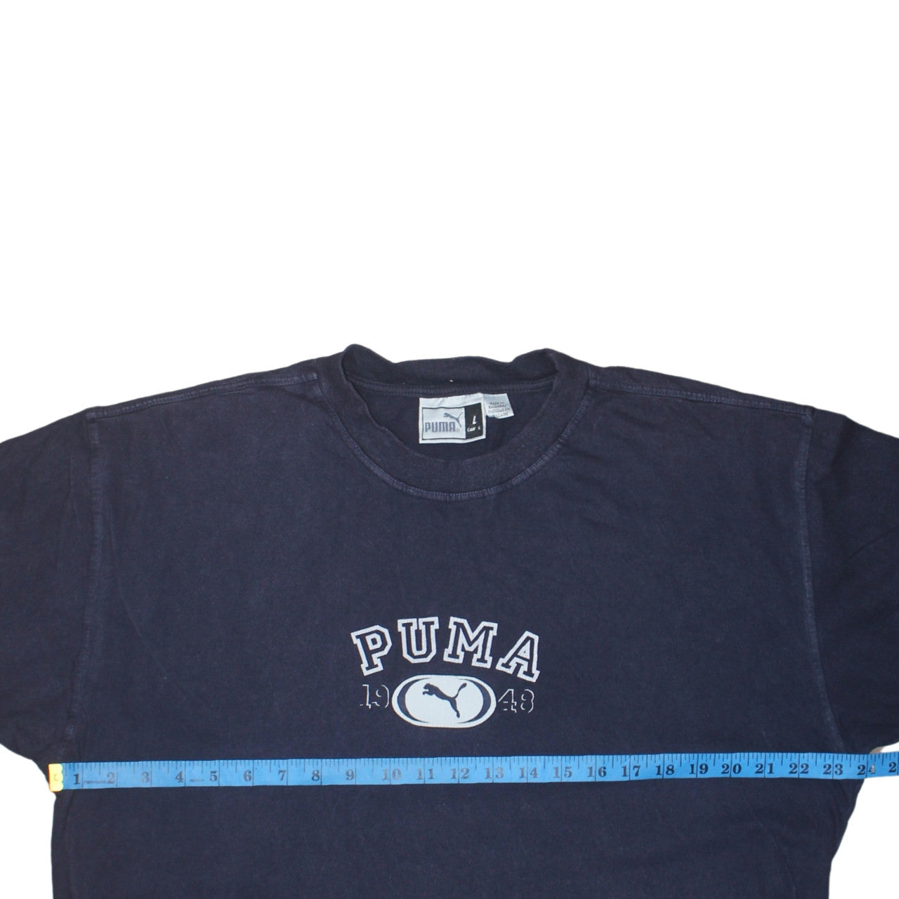 Puma Men's Navy Blue Cotton Crew Neck Short Sleeve T-Shirt L