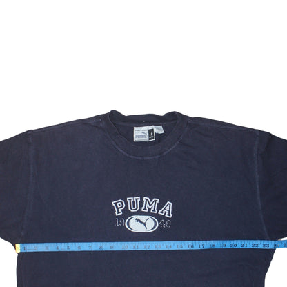 Puma Men's Navy Blue Cotton Crew Neck Short Sleeve T-Shirt L