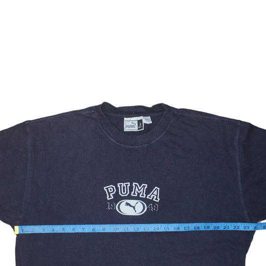 Puma Men's Navy Blue Cotton Crew Neck Short Sleeve T-Shirt L