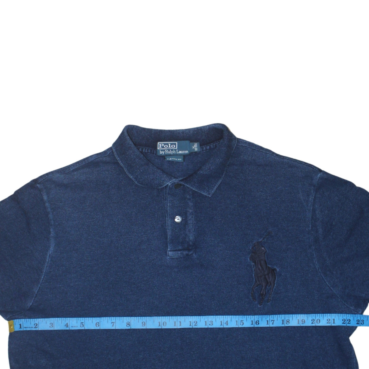 Ralph Lauren Men's Blue XL Custom Fit Polo Shirt - 100% Cotton