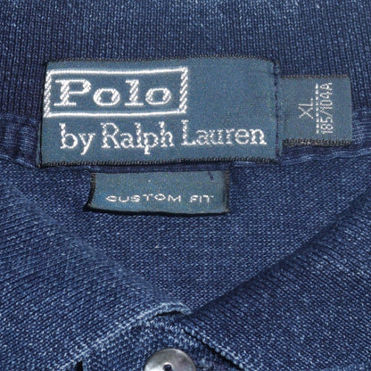 Ralph Lauren Men's Blue XL Custom Fit Polo Shirt - 100% Cotton