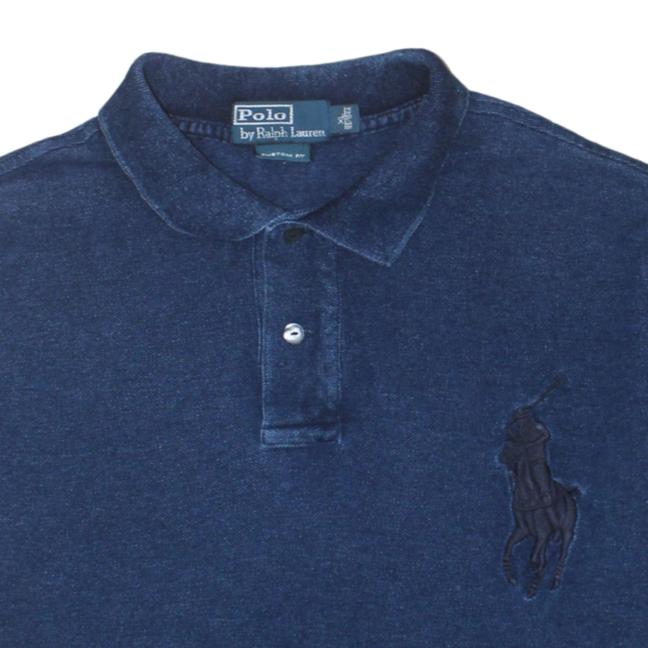 Ralph Lauren Men's Blue XL Custom Fit Polo Shirt - 100% Cotton