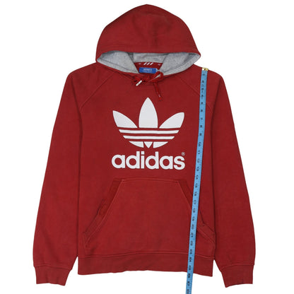 Adidas Mens Red Pullover Hoodie L Logo Fleece Sweatshirt