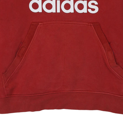 Adidas Mens Red Pullover Hoodie L Logo Fleece Sweatshirt