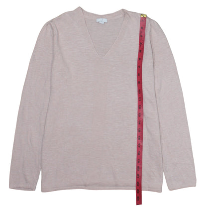 J. Jill Women's Beige V-Neck Lightweight Knit Jumper Size S