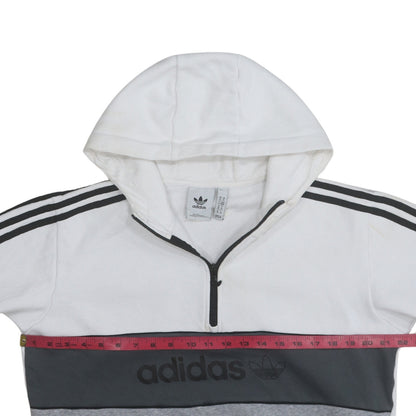 Adidas Mens White Grey 1/2 Zip Hoodie M Sports Regular Fit