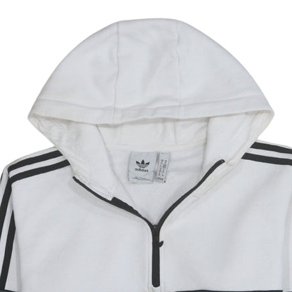 Adidas Mens White Grey 1/2 Zip Hoodie M Sports Regular Fit